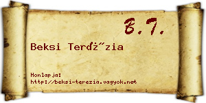 Beksi Terézia névjegykártya